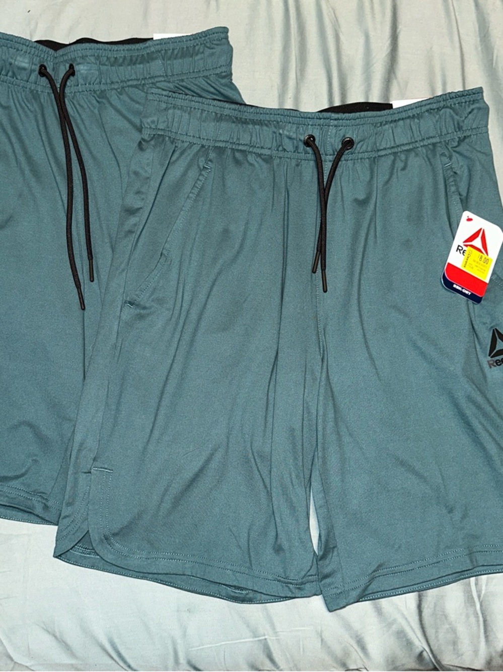 Reebok Men’s Teal Drawstring Athletic Shorts two pair bundle